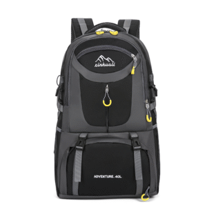 40L 880G travel backpack, black backpack, hiking backpack, water backpack, simple modern backpack, large backpack, plain black backpack, all black backpack, blue backpack